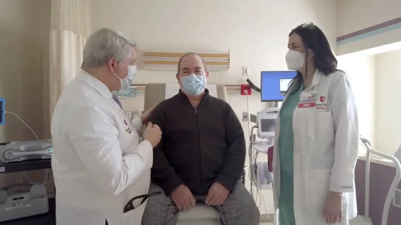Ed O’Donnell with his doctor and nurse.