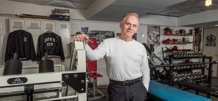 Jack Brady in an exercise weight room